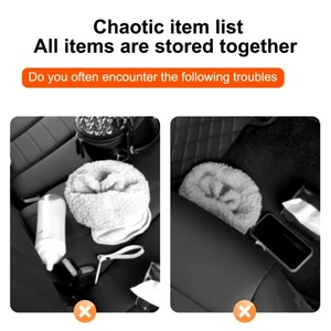 Boîte <span class=keywords><strong>de</strong></span> rangement pour siège arrière <span class=keywords><strong>de</strong></span> voiture en cuir artificiel à 3 compartiments, support <span class=keywords><strong>de</strong></span> téléphone, boîte à mouchoirs anti-usure pour véhicule - Product Image 2