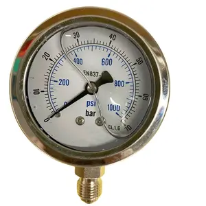 2,5 Zoll Gesicht 70 bar 1000 PSI Glycerin gefülltes Manometer mit unterer Seiten halterung