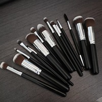 Ensemble de pinceaux de maquillage de luxe pour les yeux, le fond de teint, les lèvres, logo personnalisé, pinceaux de maquillage 15 pièces avec sac