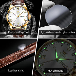 Reloj OLEVS 6896 con Logotipo Personalizado en la Esfera, Correa de Cuero Genuino, Reloj de Cuarzo Resistente al Agua de Fábrica China, Reloj Cronógrafo - Product Image 6