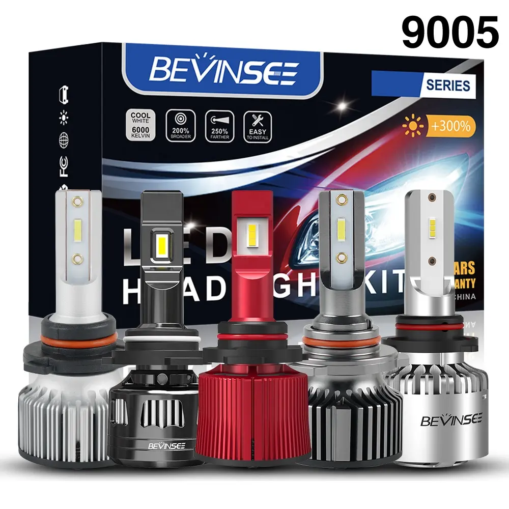 Bevinsee Led Head Light 60W 12v 6000K Advance Auto Bulb Parts Waterproof Power Led 9005 Headlamp Bulbs