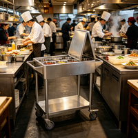 Chariot à condiments en acier inoxydable robuste, chariot à épices multi-niveaux avec roues pour la restauration, les hôtels et les services de traiteur