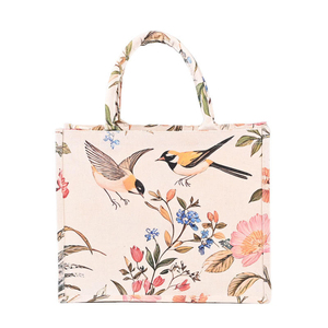 Sac fourre-tout en toile à imprimé floral, poignée en corde, fermeture à glissière, sac de shopping promotionnel haut de gamme, personnalisable, lavable, durable, écologique - Product Image 1