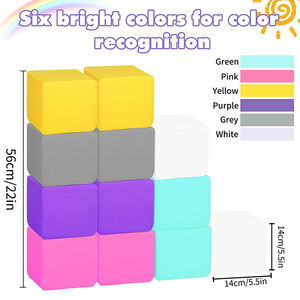Bloques de Espuma para Niños Pequeños, Bloques de Construcción Suaves para Niños Pequeños, Bloques de Apilamiento Coloridos para Niños - 12 Piezas - Product Image 4