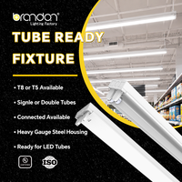 Tube LED UL T5 T8 prêt à l'emploi, 2FT 4FT, double tube, haute luminosité avec ailettes réflectrices pour bureaux commerciaux et couloirs