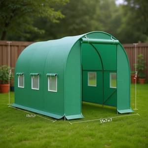 Invernadero de 15x7x7 para Exteriores, con Puerta, Ventilación y Ventanas, Color Verde, Marco de PVC y Aluminio - Product Image 2