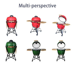 Auplex Premium OEM Céramique <span class=keywords><strong>Kamado</strong></span> <span class=keywords><strong>Joe</strong></span> 24 pouces Fumoir à viande BBQ Grill d'extérieur avec chariot et surface antiadhésive - Product Image 4