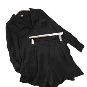 Truen automne grande taille à la mode tempérament sports et loisirs femmes deux pièces ensemble court solide toile - Product Image 4