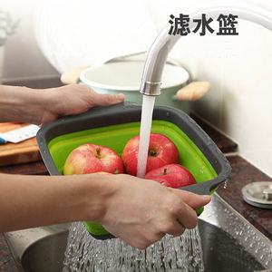 उच्च गुणवत्ता वाले बड़े ढहने वाले सिलिकॉन कोलैंडर रसोई नाली टोकरी फल और घरेलू उपयोग के लिए वनस्पति फ़िल्टर टोकरी - Product Image 5