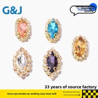 Strass en verre en forme de marquise, strass cousus à la main, chaîne de strass pour vêtements, chaussures et sacs, accessoires et pièces de décoration