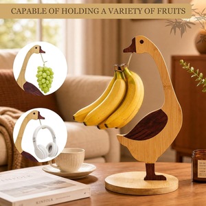 Soporte de madera para plátanos, soporte reutilizable para frutas, estante de almacenamiento para sala de estar y cocina - Product Image 5