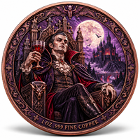 Pièce de monnaie d'imitation en cuivre pur 999 de 1 oz, électroplaquée, série Halloween, Dracula en relief, couleur UV, artisanat métallique