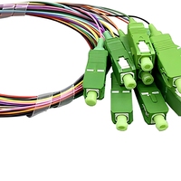 Paquete de 12 unidades de cable de fibra óptica simplex monomodo de 0.9 mm, SX SM SC/APC, 12 colores, G657A1, baja pérdida, 1 metro