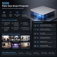 Mini projecteur intelligent Aome S200 DLP WiFi Android OS 4K Vidéo Correction trapézoïdale automatique Batterie longue durée Home cinéma Portable de poche Usine