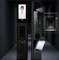 Serrure de porte intelligente Tuya WiFi avec caméra, reconnaissance faciale 3D, reconnaissance des veines palmaires, écran visuel de 4,5 pouces, multilingue, application cloud pour porte en bois