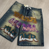 Shorts en jean tendance imprimés et délavés pour couple, style vintage, livrés par un fournisseur américain populaire (DUAA)