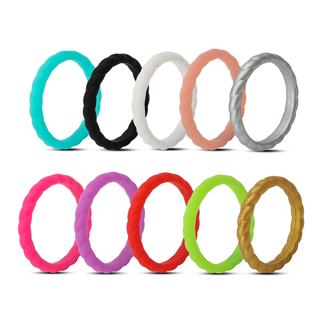 Small Lovely Popular 3mm Silicone Wedding Caucho Ring Running Spots Ring Anillo De Silicona