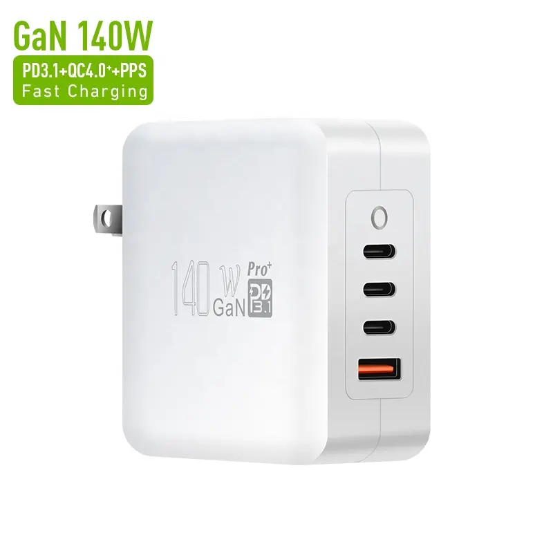 Foldable us wall 4 ports 3C1A type c usb a QC PD GaN fast chargers 140w for apple iphone macbook 100w usb c charger 4 port