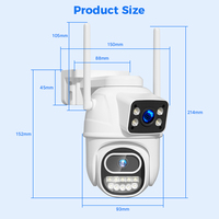Caméra de vidéosurveillance à dôme à double objectif Icsee App mini caméra de vidéosurveillance wifi extérieure connectée à un téléphone portable caméra de sécurité intelligente AI
