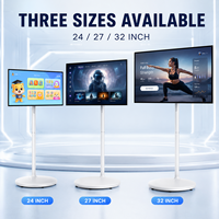 TV Android Portabel 24 27 32 Inci Layar Sentuh Mobile Bestie dengan Stand Beroda untuk Rumah dan Kantor