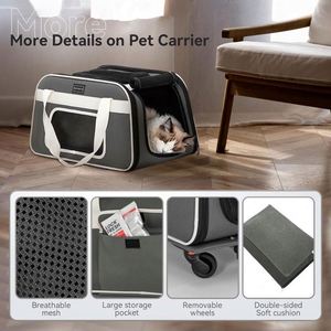 Échantillon gratuit : Sac de transport pour chien approuvé par les compagnies aériennes avec roues, conçu pour les petits chiens/chats, avec sangle de sécurité réglable et roues amovibles - Product Image 6