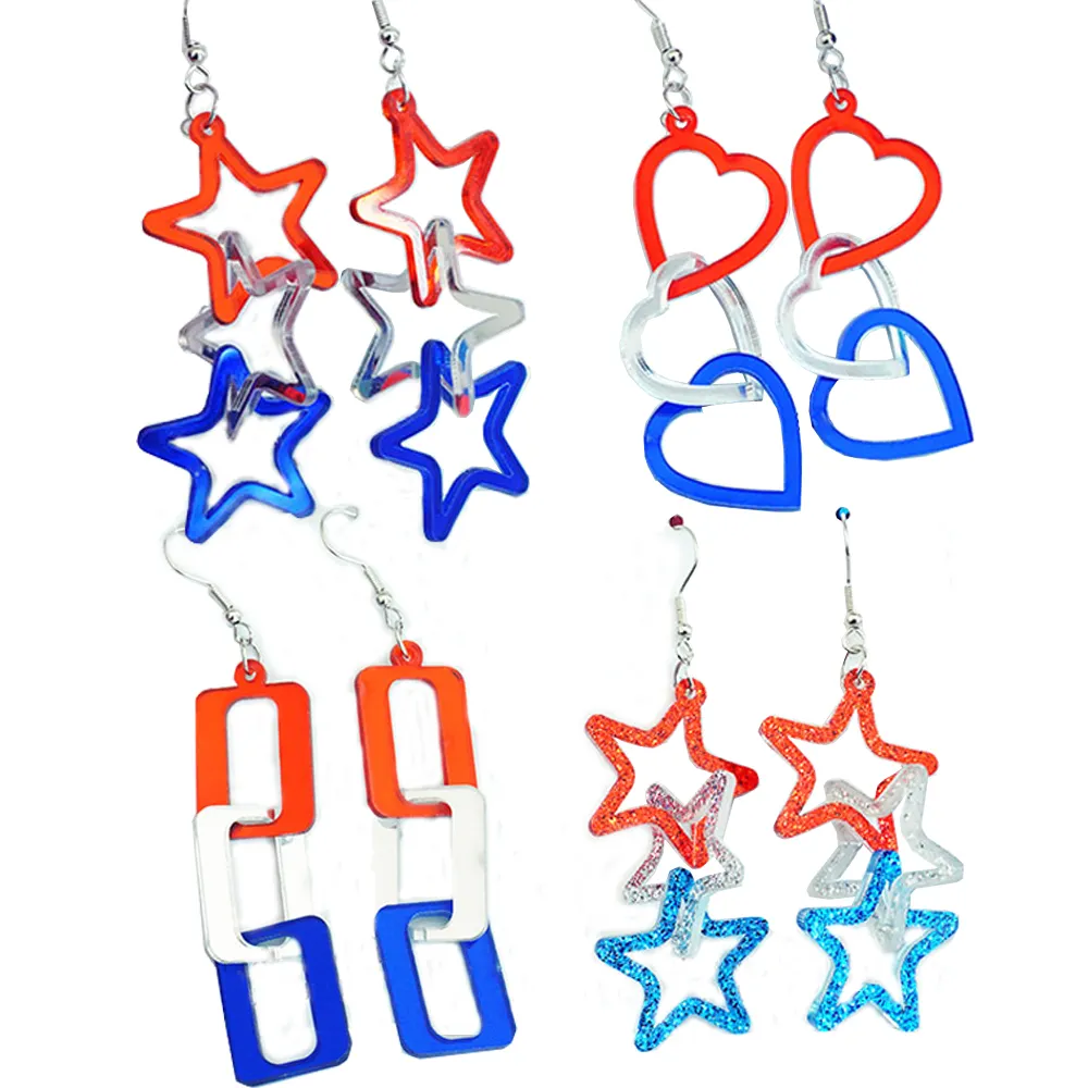 ZheHu femmes drapeau américain 4 juillet bijoux étoile lustre drapeau Design boucles d'oreilles USA fête de l'indépendance boucles d'oreilles patriotiques