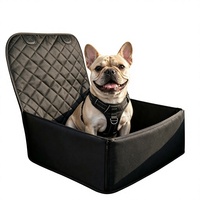 Housse de siège avant de voiture pour chien en tissu Oxford noir, imperméable, anti-rayures, doublure en coton perlé de 5 mm, pliable, coussin de siège copilote pour animaux de compagnie