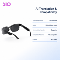 Lunettes de traduction intelligentes légères avec IA, son stéréo bilatéral, commande tactile, IPX4, pour les affaires et les voyages
