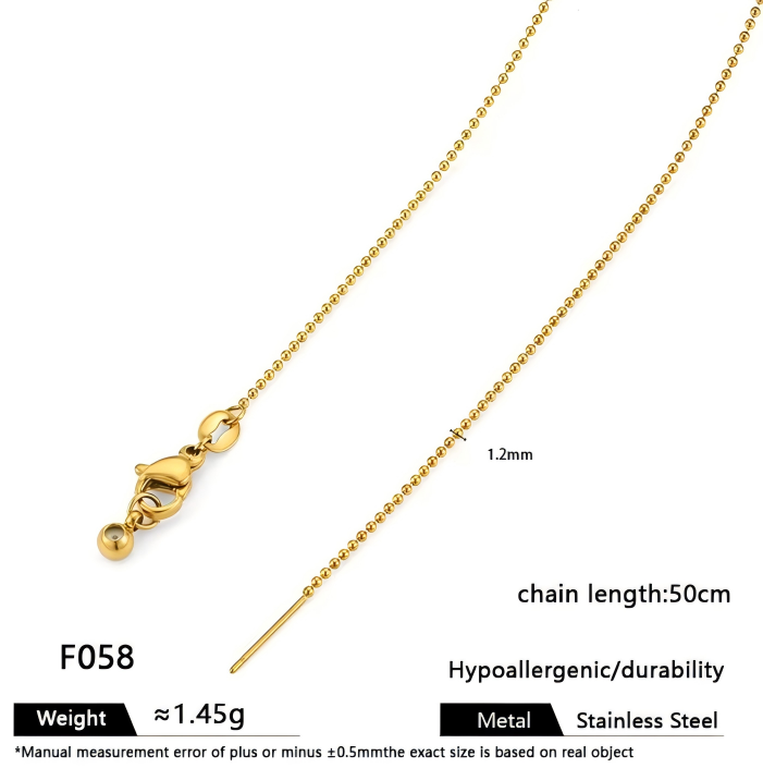 Gold glass bead chain-12mm wide-50cm necklace