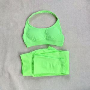 2-teiliges Yoga-Set Riemchen-BH & Leggings Grils Frauen-Widerstands training Yoga Pilates Gym Workout-Anzug Hochela tisches nahtloses Set - Product Image 4