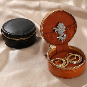 Boîte à bijoux en cuir PU écologique avec logo personnalisé, fermeture éclair recyclable, organiseur de voyage, boîte de rangement pour bijoux en velours, boîte cadeau - Product Image 4