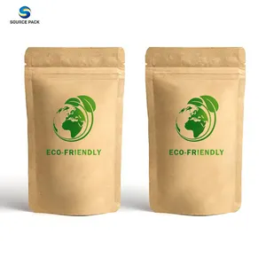 Eco Compostable Bags Biodegradable PLA Packing Zip Stand Up Pouch Ziplock Craft Kraft Paper Food Custom Packaging Bag