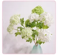 Fleurs artificielles d'hortensia Faux 3head Snowball Real Touch 68cm toutes saisons pour arrière-plan de mariage, arrangement floral et décoration intérieure