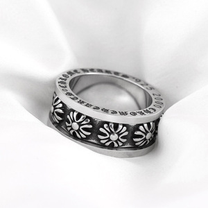 แหวนดอกไม้เหล็กไทเทเนียมสำหรับผู้ชาย ดีไซน์หมุนได้ ชุบเงิน 925 สำหรับเครื่องประดับแฟชั่น - Product Image 4