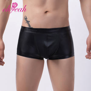 ठोस रंग के अंडरवियर बॉक्सर बॉक्सर ब्लैक सेक्सी पु चमड़े के कूल्हे के निचले हिस्से को पुरुषों की उच्च गुणवत्ता के लिए बॉक्सर शॉर्ट्स - Product Image 3
