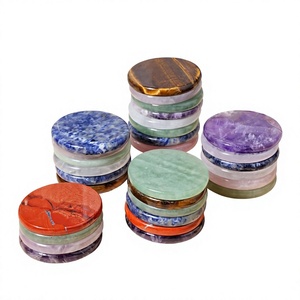 Juego de Posavasos de Piedras Preciosas Pulimentadas, Forma Circular, Multicolor, Decoración Feng Shui para el Hogar, Piedras de Cristal Duraderas - Product Image 2