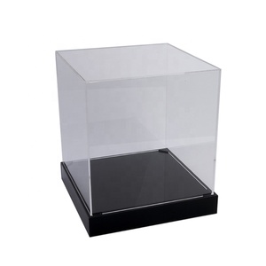 High Transparent Acrylic Display Box With Black Base Clear Plastic Storage Box Manufacturer