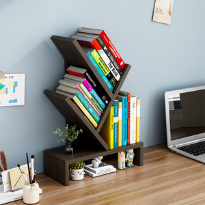 Bookshelf Desktop Desk Book Storage <b>Rack</b> Office Desk File <b>Rack</b> Student Storage <b>Rack</b> Traditional Style Three-Layer Living Room - Product Image 4