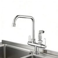 Robinet de bar moderne tout en cuivre et laiton, à montage sur comptoir, 2-en-1, eau froide uniquement, rotatif, un entrée-deux sorties
