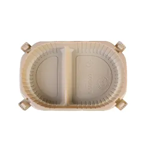 Hot Selling 100% Biodegradable Bamboo Food Container With 2 Compartments With Bamboo Lid