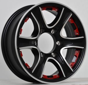 Jante de remorque Thoroughbred noire et argentée de 16 pouces à 6 goujons - Motif de goujons 6 sur 5,5 pouces - Largeur de 6 pouces pour le marché australien - Product Image 2