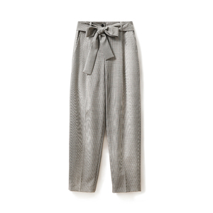 Vente en gros Pantalon de bureau décontracté pour femmes personnalisé de <span class=keywords><strong>haute</strong></span> qualité Pantalon <span class=keywords><strong>cigarette</strong></span> à ceinture nouée à <span class=keywords><strong>taille</strong></span> <span class=keywords><strong>haute</strong></span> - Product Image 1