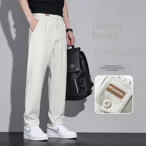 Men's Pants 2024 Spring Summer Straight Leg Small Dress Show Height And Thin Everyg With Ice Silk Fashion Brand