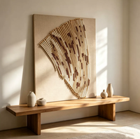 Art mural 3D Wabi Sabi minimaliste à texture de corde, abstrait neutre en fibres pour la décoration de la maison, du salon, de l'entrée et de la maison de thé