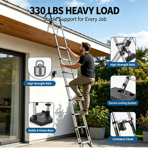 Stainless Steel Telescopic Retractable Folding <strong>Ladder</strong> <strong>Hook</strong> 150kg Load Capacity 1-Year Warranty 45/50 Climbing Angle Manual Lock - Product Image 4