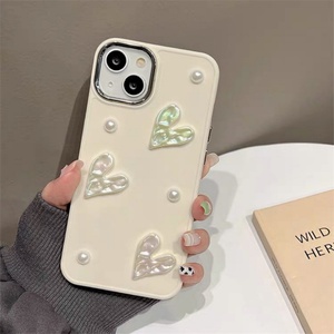 Funda de Teléfono con Diseño de Corazón de Perlas 3D para iPhone 16 Pro Max 14 13 12 11 XS XR 7 Plus, Funda Protectora de Silicona Suave para iPhone 15 - Product Image 2