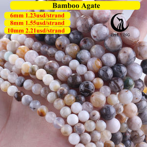 Zhe Ying 6/8/10mm perles d'agate de bambou perles de pierre pour la fabrication de bijoux perles d'agate de bambou - Product Image 6