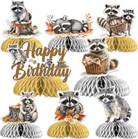 8 piezas de centros de mesa con diseño de mapache, decoraciones para mesa de cumpleaños o baby shower con temática de mapache