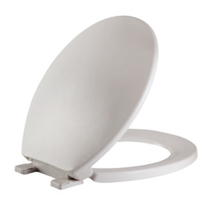 Artículos sanitarios de baño familiares modernos, inodoro de plástico PP ajustable en altura, WC, cubierta de asiento de inodoro alargada frontal abierta blanca delgada - Product Image 1