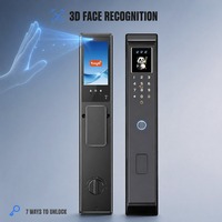 Serrure de porte intelligente 7 modes de déverrouillage : reconnaissance faciale 3D, empreinte digitale, clavier, carte IC, Wi-Fi, application TUYA, clé mécanique, poussoir-tiroir, Cloud